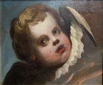 Oil on board panel, "Head of Putto" dating from circa 1700, possibly fragment from larger work,