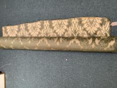 Part roll of furnishing fabric, in greens and gold patterns Damask fabric. (new £300+)