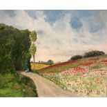 GEORGE S WISSINGER C20th, oil, Poppy field on the Hook Norton Road, nr Chipping Norton, Oxfordshire,