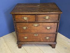 A George I period small oak chest of 2 long & 2 short drawers, C1720, 79h x 80w x 52d cm.