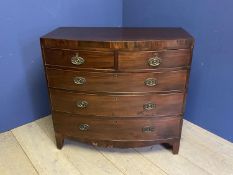 Mahogany chest of 2 short & 3 long graduated drawers, 99h x 106w x 53d cm. Condition: veneer missing