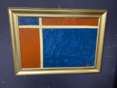 GEORGE S WISSINGER C20th, oil, Blue and Brick Red, 2016, 49 x 74.5cm, framed, Condition: Good