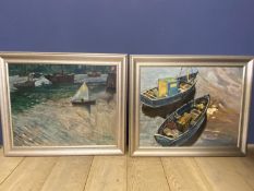 ALFRED PERCY TOMPKINS, English School C20th, oil on board, "Boats on the river", signed lower right,