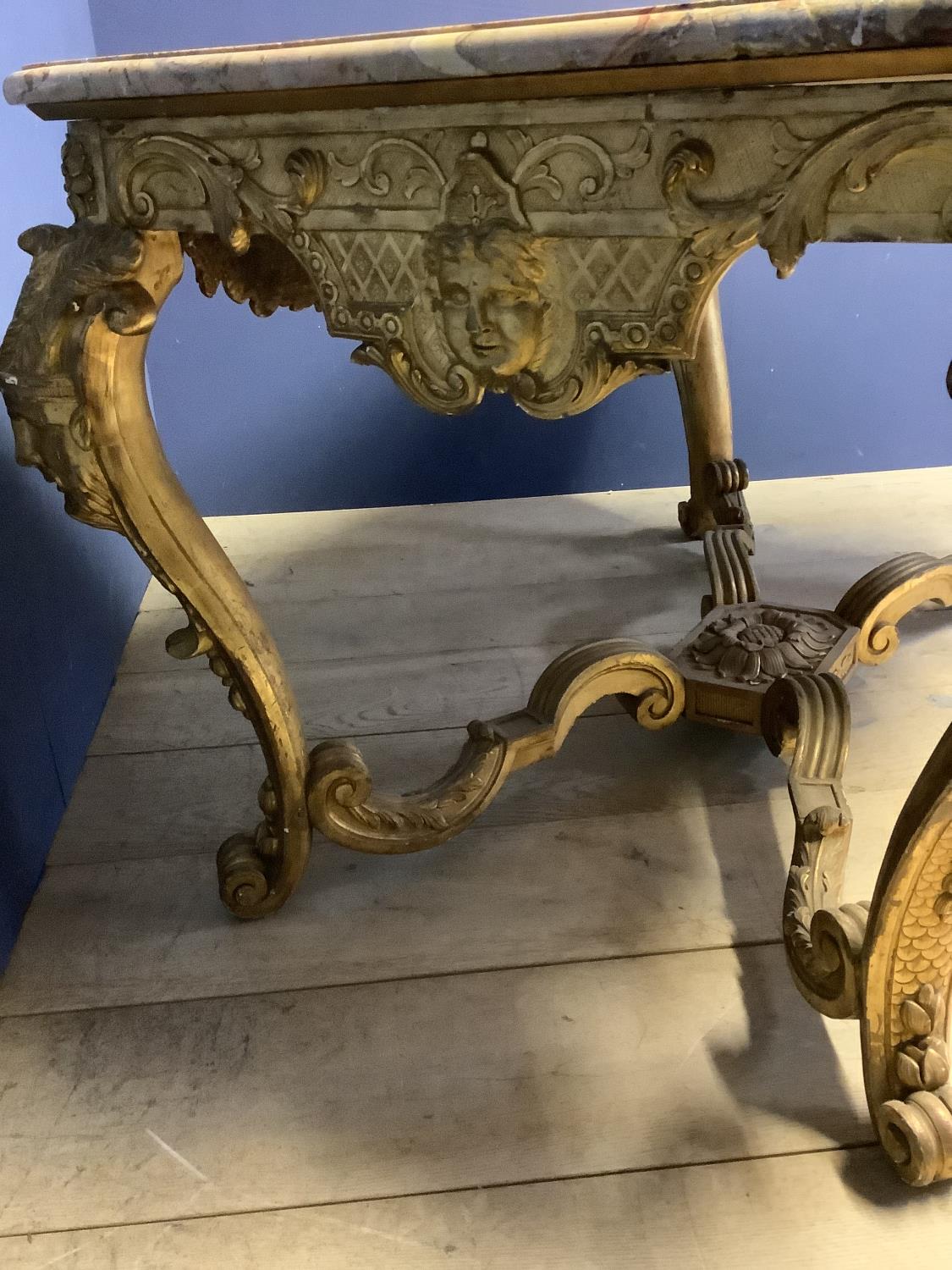 Early C18th/C19th giltwood side table in the manor of William Kent, elaborately carved & gilded unde - Image 11 of 12
