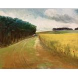 GEORGE S WISSINGER C20th, oil, July landscape - near Alconbury Leicestershire, 2017, 33.5 x 43.