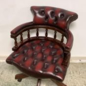 Good modern swivel tilting leather library tub chair. Condition: Good