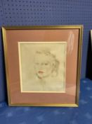 Watercolour, "Portrait of a Girl", Signed Augustus John, 1930, 26.5 x 23.5, framed and glazed,