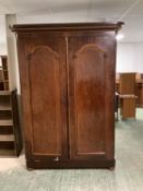 Victorian flame mahogany fitted wardrobe compactum. 215cm H x 156cm W x 68cm D. Condition: General