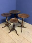 4 Various Victorian tripod wine tables. Condition: Generally good but some wear, needs a polish (4)