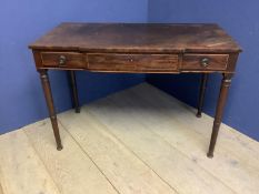 C19th mahogany breakfront side table 107cm W. Condition: general wear & an oval satin mahogany