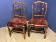 Pair of Regency mahogany library side chairs with studded red leather seats. Condition: Frames,