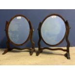 2 small Regency mahogany framed toilet mirrors 35 cm H