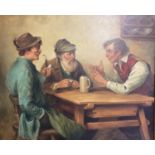 Oil on Canvas, Austrian school, c1950, "Conversations in the Tavern", indistinctly signed