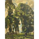 HARRY RUTHERFORD, Oil on Board, CAMDEN SCHOOL, C1930, Landscape with Trees, Potters Bar, inscribed