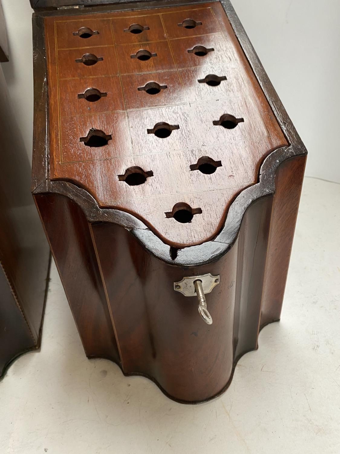 2 similar Georgian mahogany fitted knife boxes - Image 5 of 8