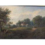 C19 English school, oil on canvas "The country path", indistinctively signed lower left, 25 x