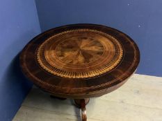 Fine quality , speciman inlaid circular centre table, the tripod pedestal and the circular top