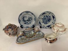 Two C18th blue and white Delt plates, 22cm Diam, (some marks and tiny loss verso); 2 English C19th