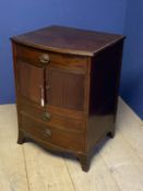 George IV inlaid bow front mahogany tambour fronted night commode with a top drawer and 2 drawer