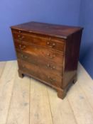 Good George III crossbanded mahogany bachelors chest of 4 long graduated drawers below a brushing