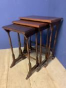 Nest of 3 Edwardian mahogany tables 51cm W. Condition: Generally good, some wear