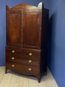 William IV mahogany linen press with 3 slides, 2 short & 2 long drawers to the base, 213h x 116w x