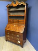 Good quality Dutch bureau bookcase in white cherry, inlaid in boxwood & ebony stringing, C1765, 230h