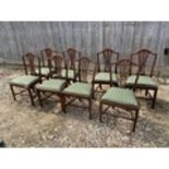 8 harlequin country made oak dining chairs with drop in seats Condition general wear