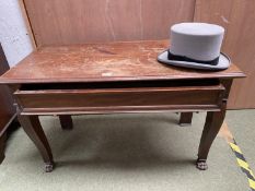 C19th Irish mahogany stand on cabriolet legs and carved claw feet 102w x 48 d x 61 H Condition.