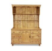 A Victorian pine high dresser  157cm wide, 50cm deep, 221cm high.