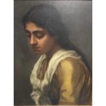 C20th Oil on canvas, "Portrait of an Algerian girl", attributed to W L Hankey (1869-1952), 53.5 x