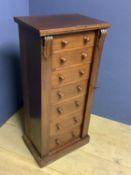 Victorian mahogany Wellington chest of 7 long graduated drawers with a locking bar. 100cm H x