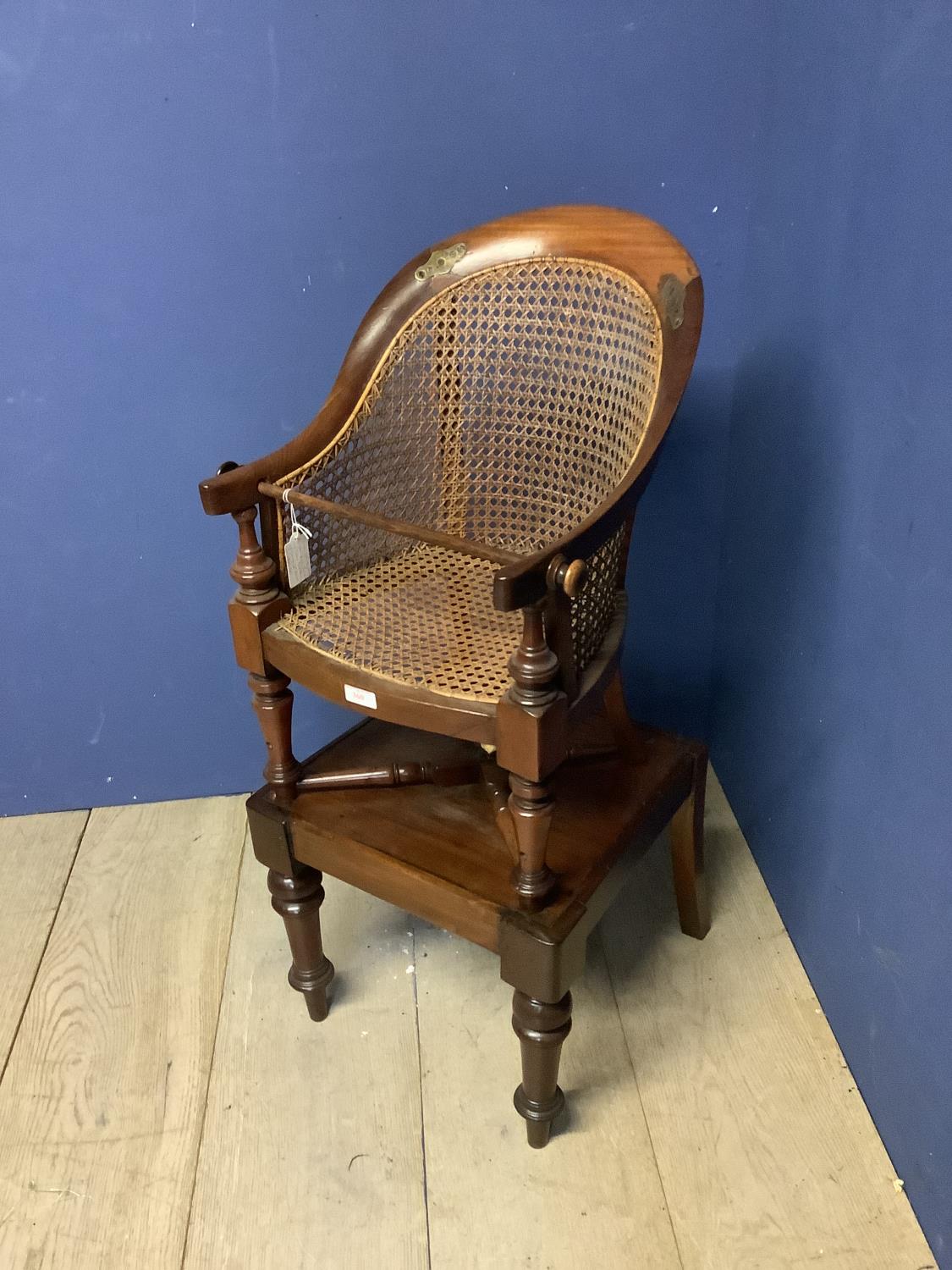 George IV mahogany child's bergère high chair on a stand & play table. 92cm H x 41cm W. Condition: - Image 2 of 2