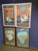 Four posters, all approx 105 x 67.5cm incl frame, Orient Express, framed and glazed - see images