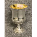 Regency silver wine goblet, thistle shaped, part ribbed with Scottish crest & motto, gilded inside