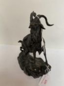 Bronze study of mountain Billy Goat 22cm H. Stamped MENE Condition: Good