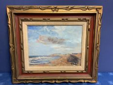 Oil on canvas, coastal scene 26 x 34 cm Framed, indistinctly signed lower right. Condition general