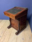 Good mid C19th mahogany Davenport with brass gallery & Wellington chest side drawers with locking