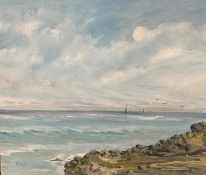 GEORGE S WISSINGER (C20th ), oil, Guernsey seascape, 1965, 49.5 x 59.5cm, framed. Condition: Good