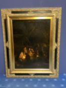 Oil on canvas, "The nativity" (after Rembrandt) , framed, 56 x 44cm. Condtition good