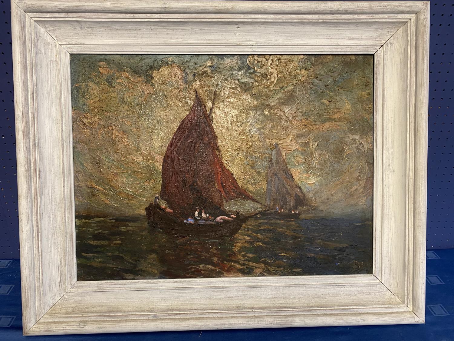 C19th, English School, possibly by Ernest Dade 1864-1935, oil on canvas, Seascape with Boats, not
