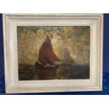 C19th, English School, possibly by Ernest Dade 1864-1935, oil on canvas, Seascape with Boats, not