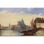 RICHARD PARKES BONINGTON (1802 - 1828), oil on panel, "Grand Canal, Venice", signed lower right,