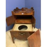 George III Mahogany tray top commode, chamber pot not present, 81h x 56w x 46d cm. Condition