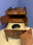 George III Mahogany tray top commode, chamber pot not present, 81h x 56w x 46d cm. Condition