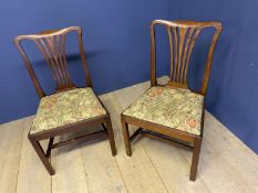 Pair of Georgian mahogany side chairs with drop in seats Condition sound, general wear, and mahogany