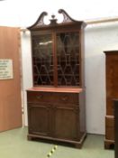 Large George III mahogany secretaire bookcase with astragal glazed doors, fitted lower shelves &