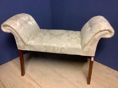 Small Regency style upholstered window seat with scrolling ends 100cmW. Condition: upholstery good