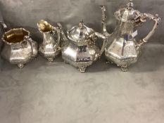 Good Victorian silver 4 piece embossed tea & coffee service. London 1852 Joseph Albert Savory 70+