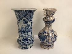 C19th Delft blue and white vase, with scene of two lovers 32cmH; Condition Report: one surface